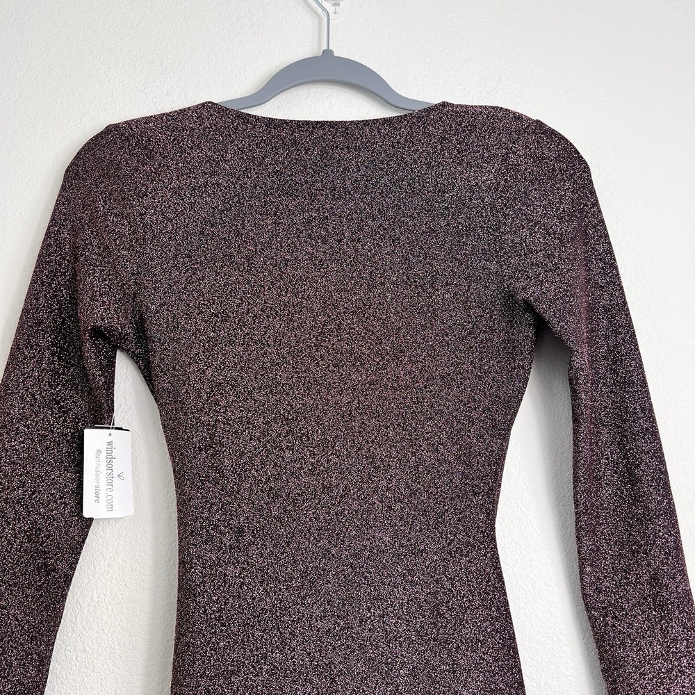 Windsor Shimmer Bodycon Mini Dress Sz S Plunge neckline wrap skirt cocktail - Picture 9 of 13